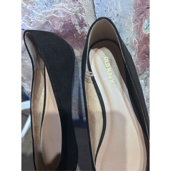 Old Navy Soft Knit Faux Suede Pointed Toe Ballet Black Flats Women’s Size 8 - Picture 9 of 11